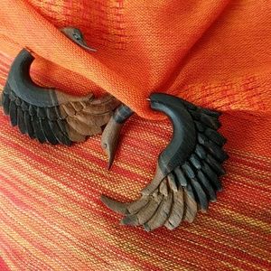 Hand Carved Wooden Swan Earrings